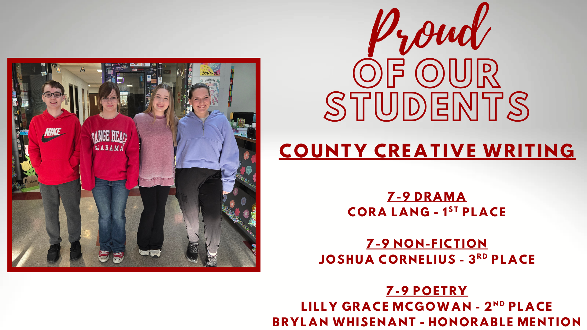 Creative Writing Contest: County Placement